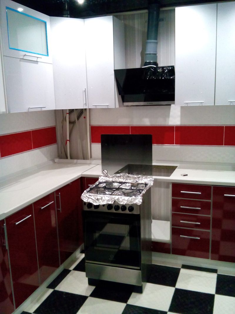 кухня красный и белый 